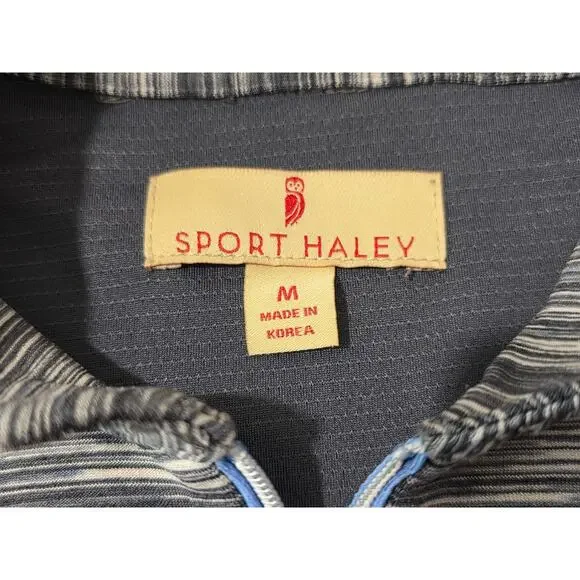 Sport Haley black white spacedye short sleeve polo shirt  medium golf pickleball - Picture 3 of 5